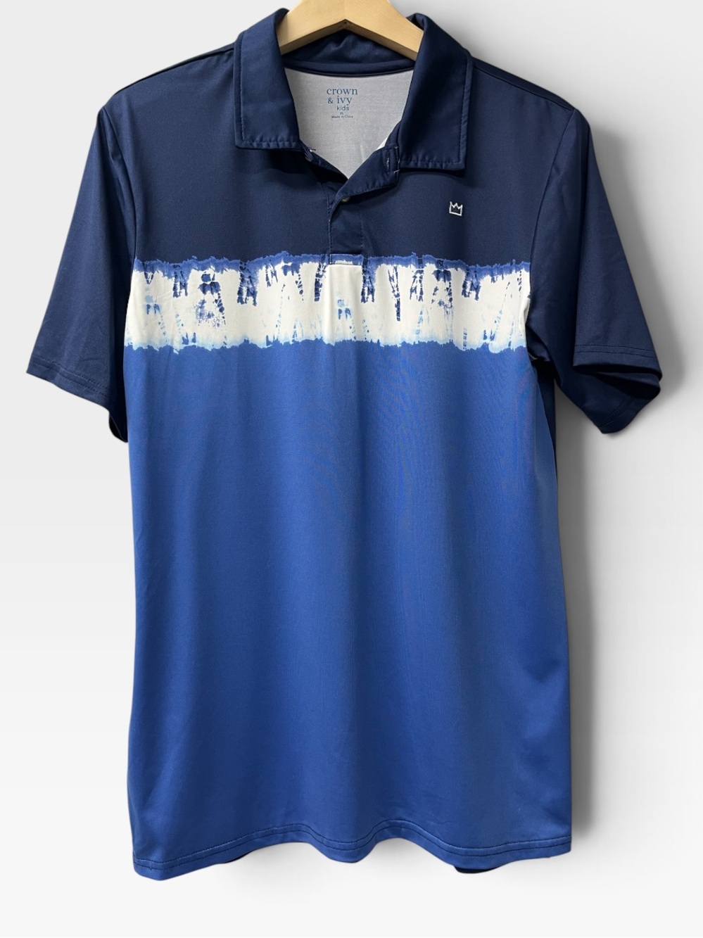 Brand New-Crown&Ivy  Frost Blue polo with white stripe